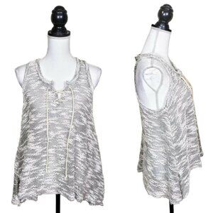 VINTAGE HAVANA Top, Cream Gray Sleeveless Knit Racerback Flowy Sheer Boho, S